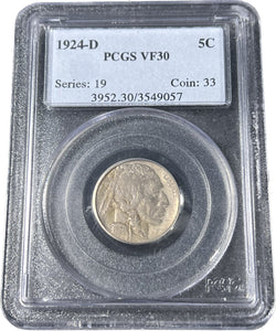1924 D VF30 PCGS Graded Buffalo NICKEL AUCTION **FREE SHIPPING** CLICK Full Details to BID!! Bid starts @ @ $125!!