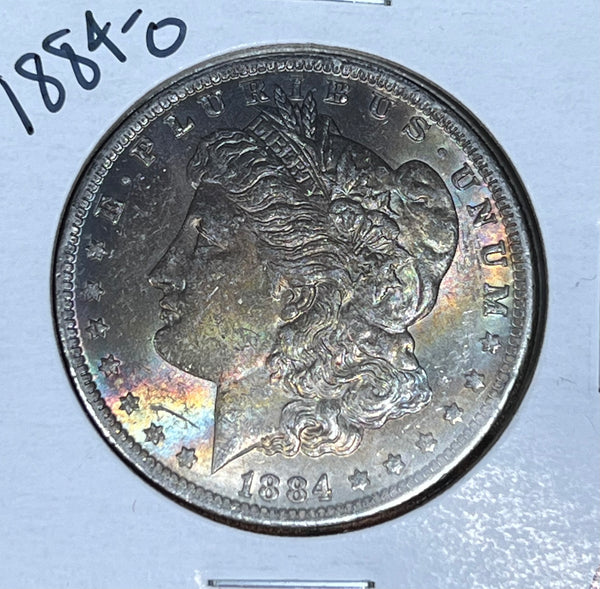 a) 1884 O PL Rainbow into Dark TONE OBV CRISP REV Morgan Silver Dollar  **Free Shipping** BUY IT Now!!!