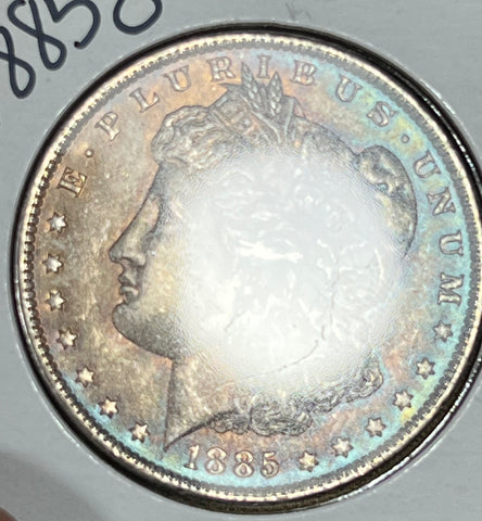 1885 O NEON BLUE RIM GOLD OBV & NEON RAINBOW/GREEN/BLUE REVERSE Morgan Silver Dollar  **Free Shipping** BUY IT Now!!!