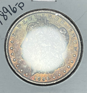 1896 P Neon RED/YELLOW/GOLD OBV & GOLDEN RIM TONED REV MORGAN SILVER DOLLAR **AUCTION** **FREE SHIPPING** Click Full details to bid!! Bid starts @ $250