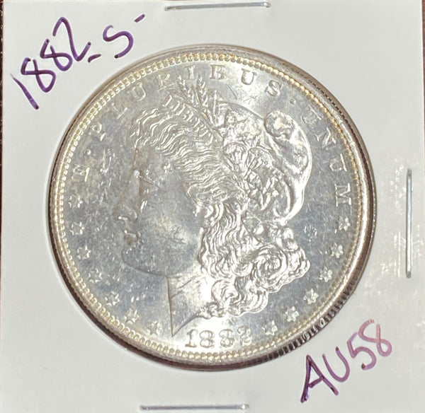 1882 S Mint Morgan Silver Dollar Raw AU58 High Grade