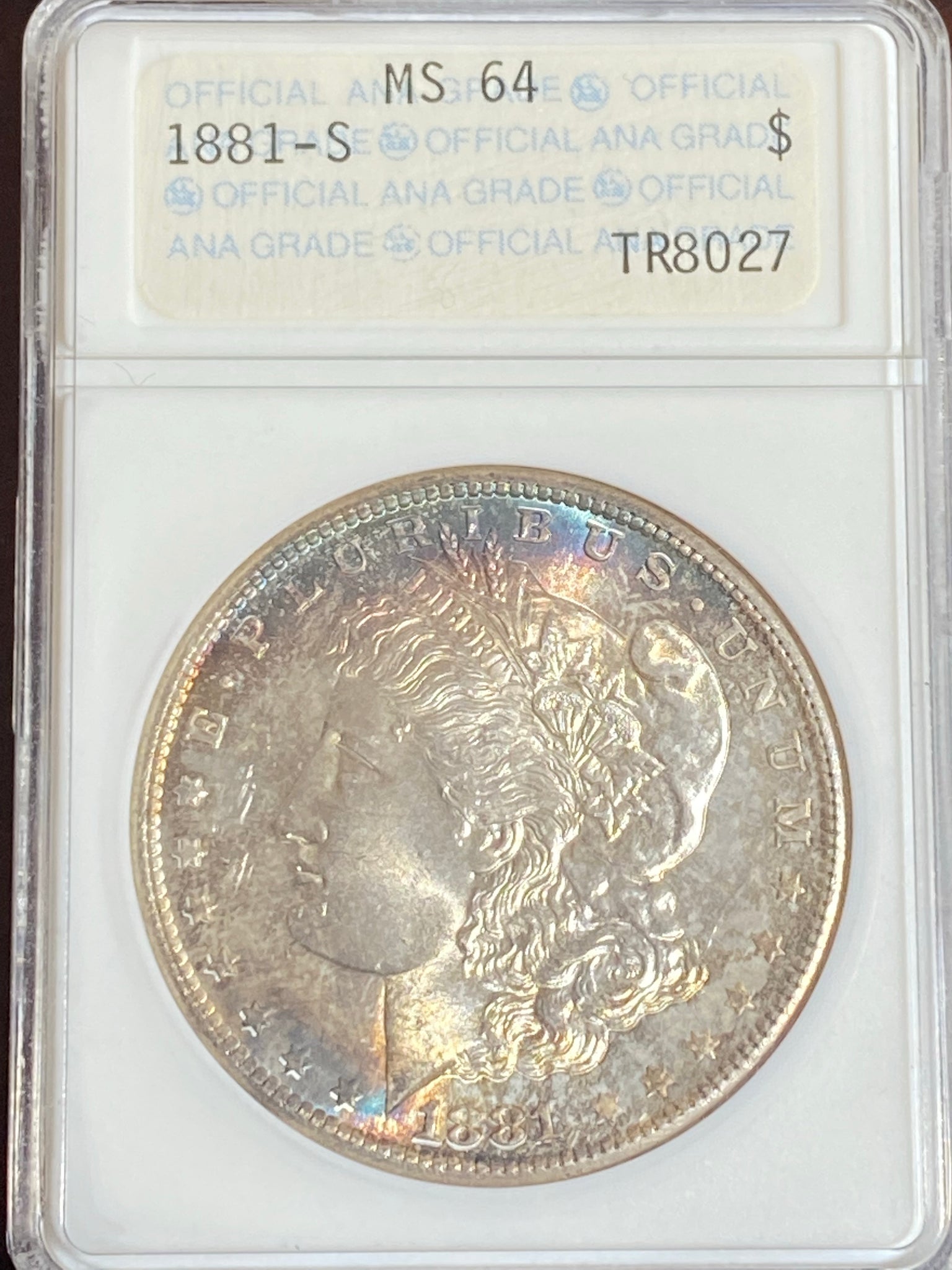 1881 S RAINBOW Toning MS64 ANACS Morgan Silver DOLLAR **AUCTION** **AUCTION** **AUCTION** **FREE SHIPPING** CLICK MORE DETAILS TO BID!!!