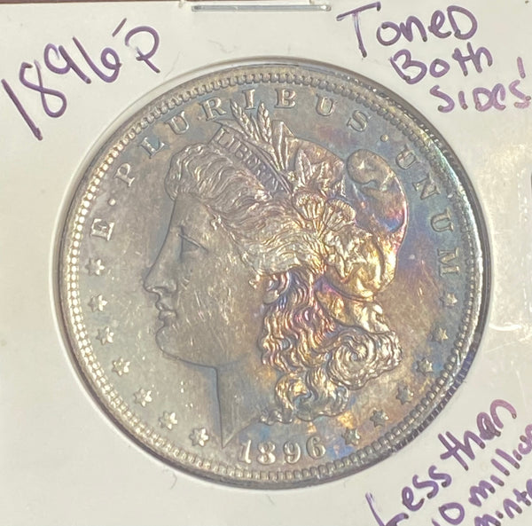 1896 P Morgan Neon BLUE GREEN PURPLE RED MONSTER TONER BU+ CONDITION **FREE SHIPPING**