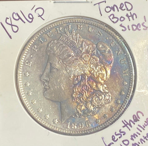 1896 P Morgan Neon BLUE GREEN PURPLE RED MONSTER TONER BU+ CONDITION **FREE SHIPPING**