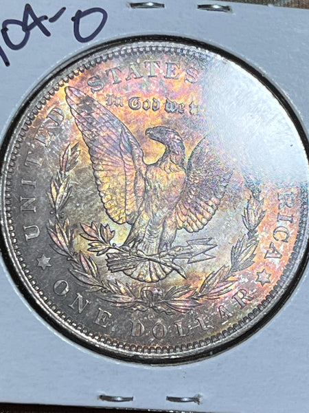 1904 O IRIDESCENT RAINBOW ENTIRE COIN Toned MS GRADE Morgan Silver DOLLAR **FREE SHIPPING**