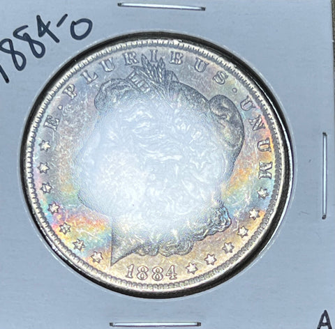 a) 1884 O PL Rainbow into Dark TONE OBV CRISP REV Morgan Silver Dollar  **Free Shipping** BUY IT Now!!!