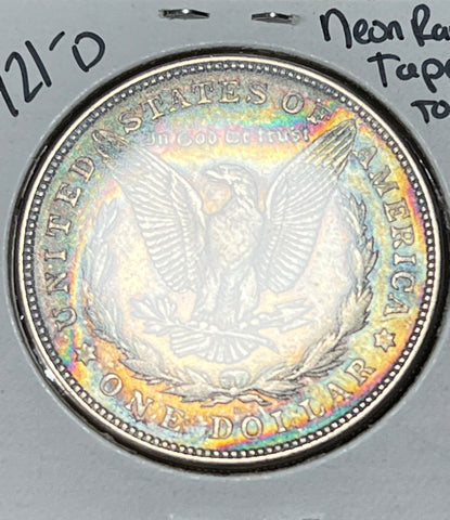 1921 d TAPE TONED Patterned  OBVERSE NEON RAINBOW BULLZEYE TONED REVERSE Morgan Dollar **FREE SHIPPING** Click here to BUY IT NOW!!!