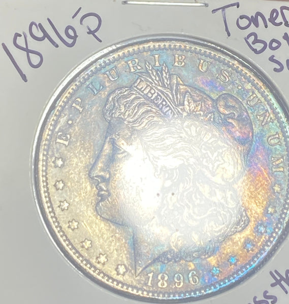 1896 P Morgan Neon BLUE GREEN PURPLE RED MONSTER TONER BU+ CONDITION **FREE SHIPPING**