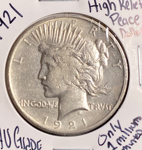 1921 "High Relief" Peace Dollar **AU GRADE** **AUCTION** **FREE SHIPPING** CLICK MORE DETAILS TO BID!!!