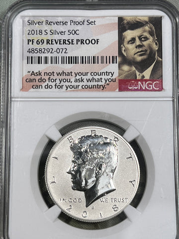 2018 S REVERSE PROOF Pf69 NGC Silver Half Dollar **FREE SHIPPING** CLICK FULL DETAILS TO BID!! Bid starts @ $60