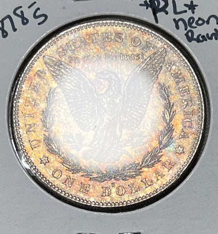 1878 S NEON RAINBOW REV CRISP CLEAN OBV TONER Morgan Silver Dollar  **FREE SHIPPING** CLICK HERE TO Buy!!