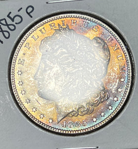 1885 P NEON RAINBOW Proof Like Obverse SUPER CRISP PL REVERSE Morgan SIlver Dollar  **Free Shipping** BUY IT Now!!!