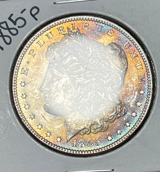 1885 P NEON RAINBOW Proof Like Obverse SUPER CRISP PL REVERSE Morgan SIlver Dollar  **Free Shipping** BUY IT Now!!!