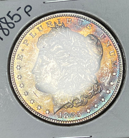 1885 P NEON RAINBOW Proof Like Obverse SUPER CRISP PL REVERSE Morgan SIlver Dollar  **Free Shipping** BUY IT Now!!!