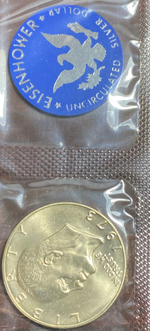 (1) 1973 S 40% Silver "Ike Dollar" PROOF IN CELLO with COA **Free Shipping** CLICK FULL DETAILS TO BID!!