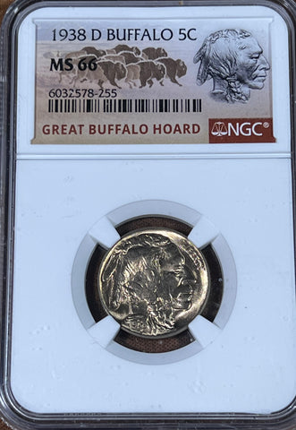 1938 D MS66 NGC Graded Buffalo NICKEL AUCTION **FREE SHIPPING** CLICK Full Details to BID!! Bid starts @ @ $85!!