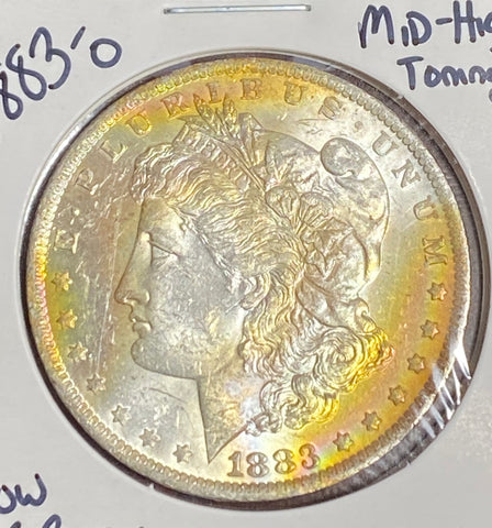 1883 O BRIGHT ORANGE/Rainbow MID-High END TONED Morgan Silver Dollar  **FREE SHIPPING** Click MORE DETAILS to BID!!