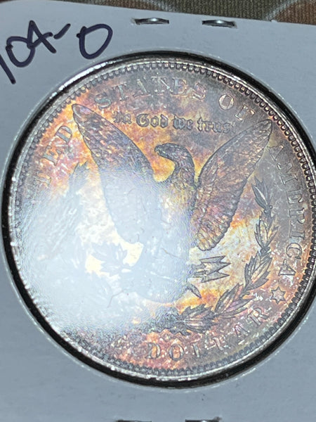 1904 O IRIDESCENT RAINBOW ENTIRE COIN Toned MS GRADE Morgan Silver DOLLAR **FREE SHIPPING**