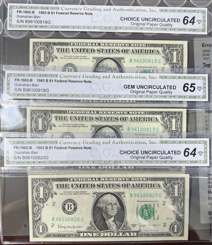 3 Graded Barr Dollars consecutive serial numbers