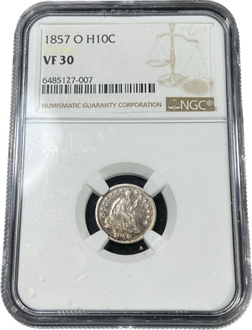 1857 O Seated Half Dime NGC graded VF30 AUCTION  *Free Shipping* ^^ BID Starts @ $75^^ Ends @ 11pm Tonight!!