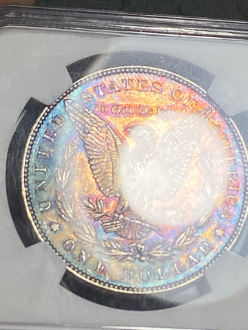 1887 P FIRE AND ICE TONED REVERSE NGC ms64 GRADED MORGAN  **FREE SHIPPING** BUY it NOW