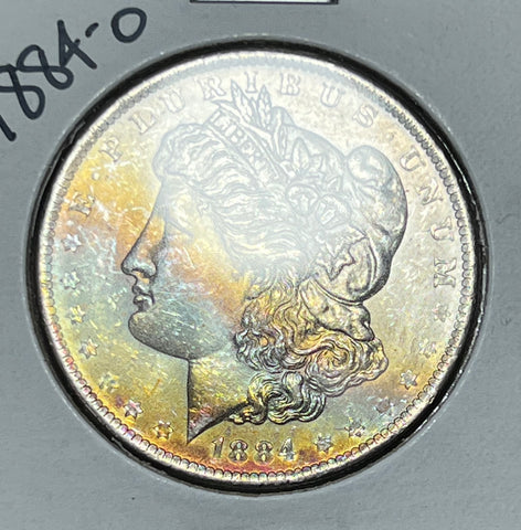 1884 P GOLD/Rainbow/Blue/RED OBV TONED HIGH END MORGAN **FREE SHIPPING** BUY it NOW!!