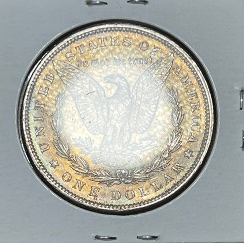 1889 P Golden Rim Toned OBV & CRESCENT CANVASS PATTERNED GOLDEN TONED REVERSE Morgan Silver Dollar  **Free Shipping** BUY IT Now!!!