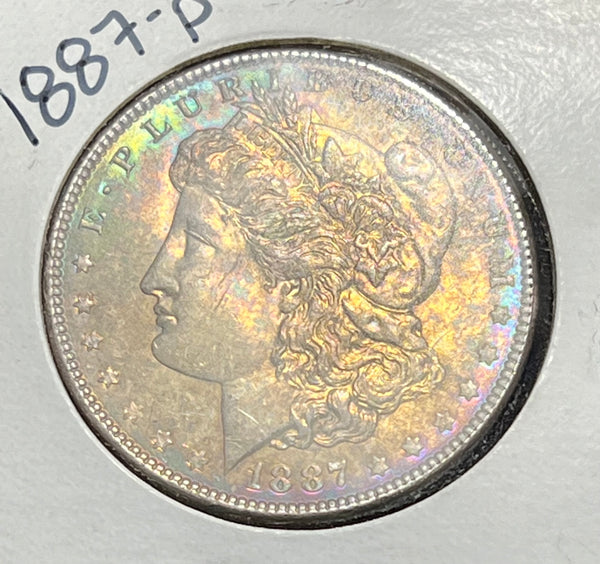 1887 P SUPER NEON RainbowToned OBV Crisp REVERSE MORGAN  **FREE SHIPPING** BUY it NOW