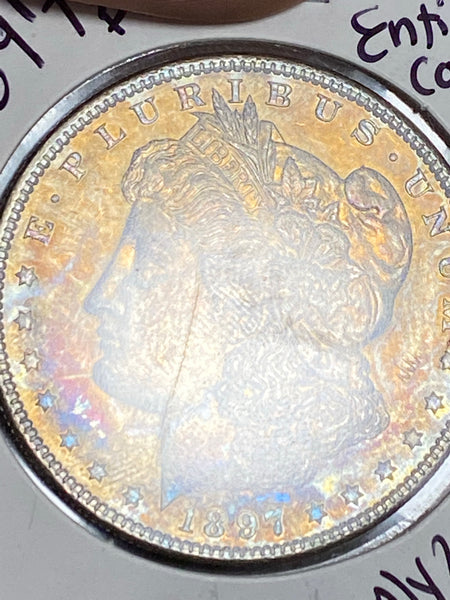 1897 P GOLD ALL OVER/Rainbow TONED MS GRADE RAW MORGAN SILVER DOLLAR **FREE SHIPPING** Buy It Now!