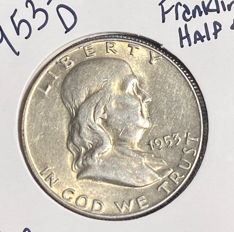 1953 D Benjamin Franklin Half DOLLAR AU GRADE **Free Shipping** CLICK HERE TO Bid!!!