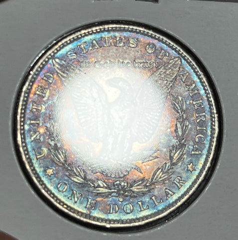 1890 O NEON BLUE REVERSE NEON YELLOW RIM TONED OBVERSE Morgan Silver DOLLAR **FREE SHIPPING** Click here to BUY IT NOW!!!