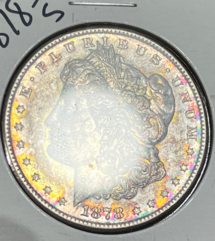 1878 S NEON RAINBOW OBV NEON IRIDESCENT TONER Morgan Silver Dollar  **FREE SHIPPING** CLICK HERE TO Buy!!