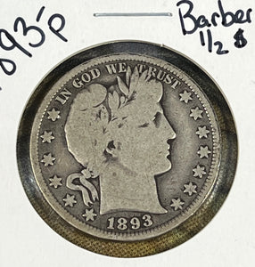 1893 P Barber Half Dollar *VG* **Free Shipping** CLICK HERE TO Bid!!!