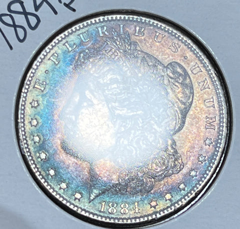 1884 P Rainbow/Blue/Pink OBV TONED HIGH END MORGAN **FREE SHIPPING** BUY it NOW!!