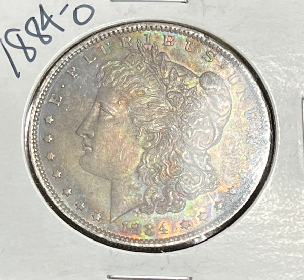 1884 O Dark Green Toned Obv MORGAN SILVER DOLLAR **FREE SHIPPING** BUY it NOW!!