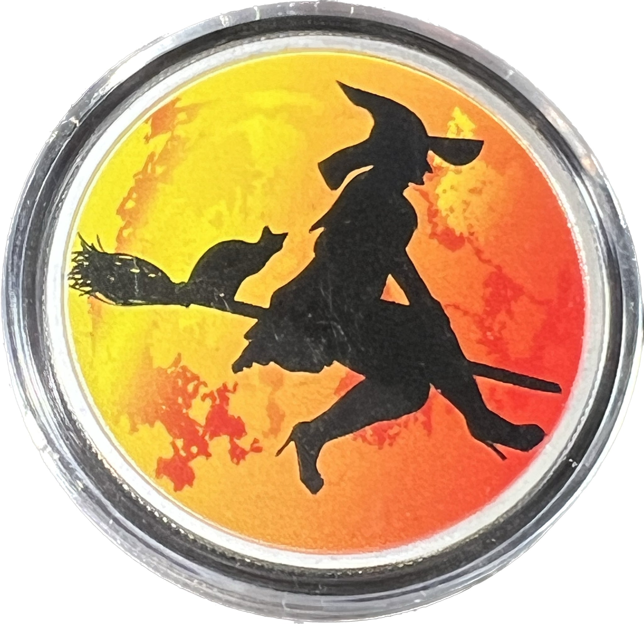 HALLOWEEN 1 OZ Silver Round "Witch & Cat on a Broom"