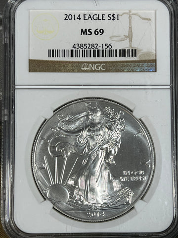 2014 AMERICAN SILVER EAGLE Ms69 NGC NEAR PERFECT COIN!!  **FREE SHIPPING** Click MORE DETAILS to BID!! Bid Starts @ $55
