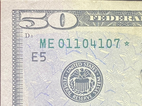 2013 Modern $50 Star Replacement NOTE (ME01104107*)