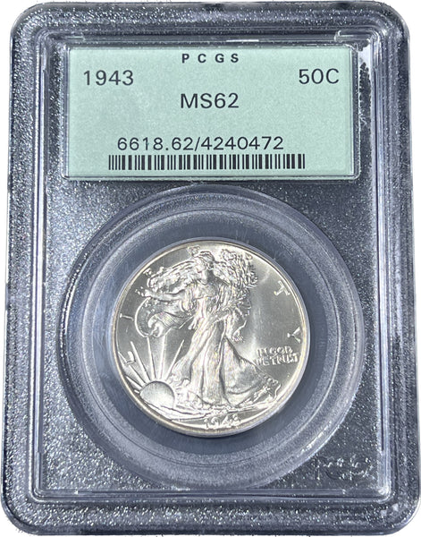 1943 P Walking Liberty Half Dollar PCGS Ms62 Auction!! Bid NOW!! Bidding starts @ $70!!