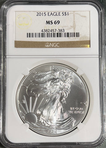 2015 AMERICAN SILVER EAGLE Ms69 NGC NEAR PERFECT COIN!!  **FREE SHIPPING** Click MORE DETAILS to BID!! Bid Starts @ $60