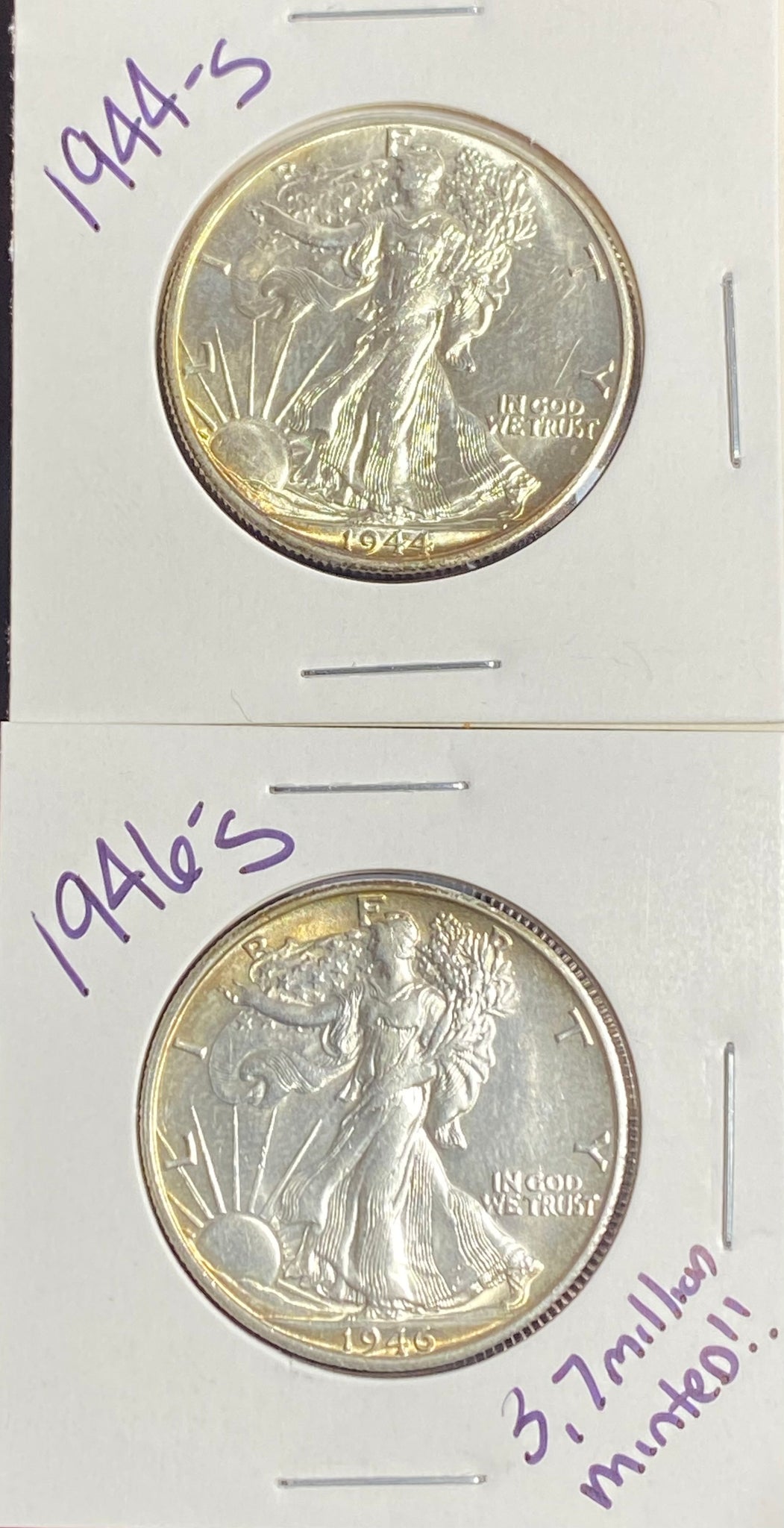 (2) WALKING LIBERTY HALF DOLLARS BU+ Condition (1) 1944 S & (1) 1946 S