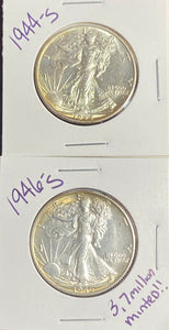 (2) WALKING LIBERTY HALF DOLLARS BU+ Condition (1) 1944 S & (1) 1946 S
