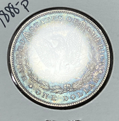 1888 P ALL OVER BLUE *PL* REV BLUE/RAINBOW OBV Toner Morgan  **FREE SHIPPING** BUY it NOW
