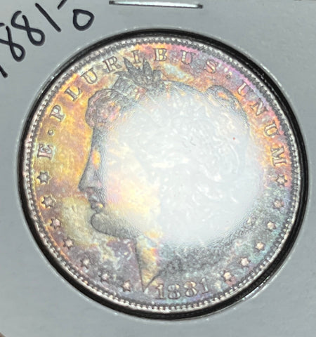1881 O SEMI-KEYDATE **IRIDESCENT NEON** TONED HIGH END TONER MORGAN **FREE SHIPPING** BUY it NOW!!