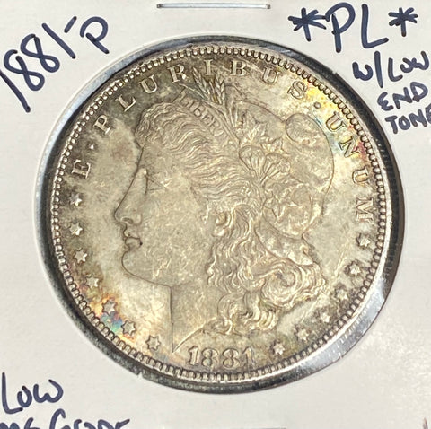 1881 P Proof LIKE REVERSE w/Low-End Toning MORGAN SILVER DOLLAR **FREE SHIPPING** BUY it NOW!!