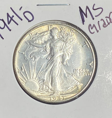 1941 D MS GRADE Walking Liberty Silver Half DOLLAR **FREE SHIPPING**