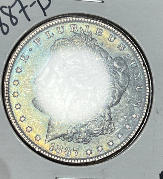 b) 1887 P GREEN/Yellow Toned OBV Crisp CLEAN REVERSE MORGAN  **FREE SHIPPING** BUY it NOW