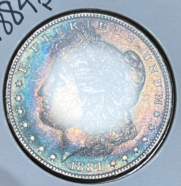 1884 P Rainbow/Blue/Pink OBV TONED HIGH END MORGAN **FREE SHIPPING** BUY it NOW!!