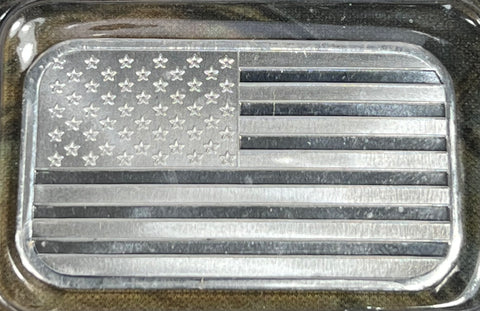 1 OZ .999 Silver American Flag Bar encapsulated in PLASTIC **FREE SHIPPING** CLICK Full Details TO BID!!!