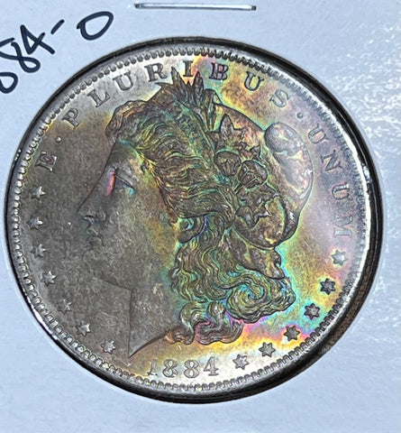 1884 O NEON GREEN SUPER RAINBOW TONED HIGH END TONER MORGAN **FREE SHIPPING** BUY it NOW!!